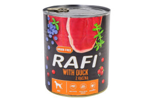 Корм д/собак з качкою 800г ж/б Рафі