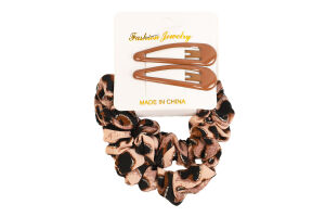 Набор для волос 2 заколки + 2 резинки Fashion Jewelry 1шт в ассорт