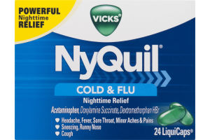 Vicks NyQuil Cold & Flu Nighttime Relief LiquiCaps - 24 CT