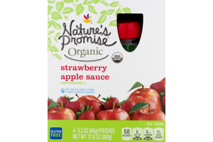 Nature's Promise Organic Apple Sauce Strawberry - 4 CT