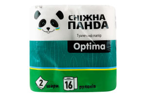 Бумага туалетная 2-х слойная Optima Сніжна панда 16шт