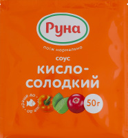 Соус пастеризованный Кисло-сладкий Руна м/у 50г