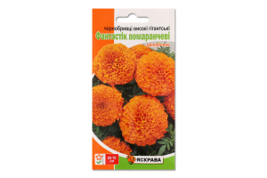 Насіння Квіти Чорнобривці Фантастік оранжеві високі гігант 0,3г Яскрава