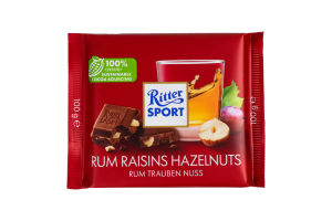 Шоколад з ромом родзинками та горіхами Ritter Sport 100г