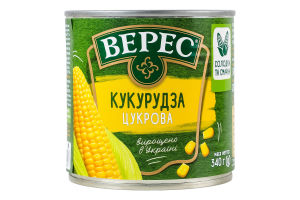 Кукуруза сахарная из целых зерен консервированная стерилизованная вакуумированная Верес в/с ж/б 340г