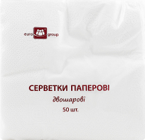 Салфетки бумажные белые 2-х слойные 240х240мм Euro Group 50шт