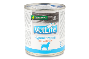 Корм д/собак Vet Life Hypoallergenic Fish&Potato при харчовій алергії 300г ж/б Farmina