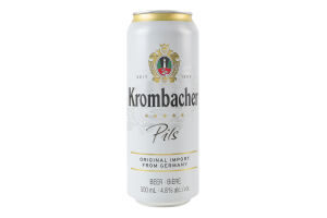 Пиво 0.5л 4.8% светлое фильтрованное пастеризованное Pils Krombacher ж/б
