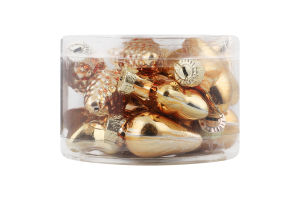 Набір підвісок новорічних золото скло 4см 12шт ARB101000