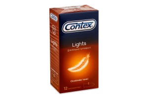 Презервативи латексні особливо тонкі з силіконовою змазкою Lights Contex 12шт