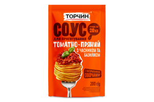 Соус с чесноком и базиликом пастеризованный Томатно-пряный Торчин д/п 200г