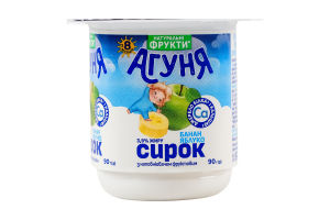 Творожок 3.9% для детей от 8мес с наполнителем фруктовым Банан-яблоко Агуня ст 90г