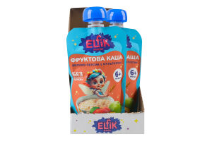 Каша фруктова для дітей від 6міс гомогенізована стерилізована Яблуко-персик-мультизлак Elfik Magic д/п 110г