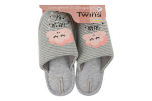 Капці закриті домашні жіночі смужка з наліпкою PVC Twins Home Style №17276 36-41