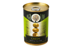 Оливки зелені з кісточками консервовані пастеризовані Agrolive з/б 280г