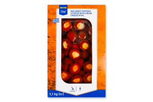 Перец сладкий красный черри фаршированный мягким сыром в подсолнечном масле маринованный Metro Chef лоток 1.1кг