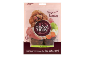 Корм дополнительный для собак С индейкой, морковью и яблоком Сушеные снеки Delickcious д/п 80г
