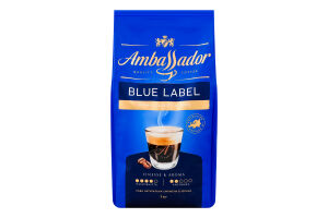 Кофе натуральный жареный в зернах Blue label Ambassador м/у 1кг