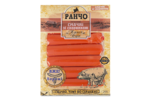 Сосиски из мяса птицы Вкусные с корочкой Ранчо 1с в/у 0.22кг