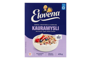 Мюслі вівсяні цільнозернові з яблуком, чорницею та малиною Elovena к/у 475г