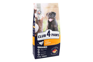 Корм д/дорослих собак малих порід Преміум Контроль ваги з високим вмістом індички сухий 5кг Клуб 4 лапи