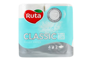 Папір туалетний 2-х шаровий 150 листів Classic Ruta 4шт