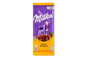 Шоколад молочный с целым миндалем Milka м/у 90г