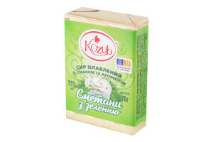 Сыр плавленый 55% со вкусом и ароматом сметаны с зеленью Kozub м/у 70г