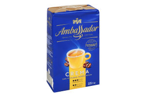 Кофе натуральный жареный молотый Crema Ambassador м/у 225г