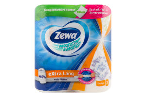 Рушники паперові кухонні 2-х шарові Design Extra Lang Wisch & Weg Zewa 2шт