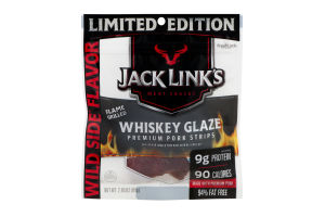 Jack Link's Meat Snacks Flame Grilled Premium Pork Strips Whiskey Glaze