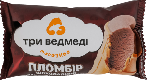 Мороженое пломбир шоколадный в вафельном стаканчике Три ведмеді м/у 75г