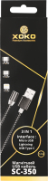 Кабель магнітний 3в1 USB lightning micro-USB Type-C сірий 1,2м SC-350MGNT-GR Хоко.