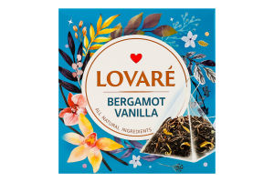 Чай чорний цейлонський листовий байховий з ароматом ванілі та бергамоту Бергамот ваніль Lovare к/у 15х2г