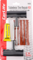Набір д/ремонту безкамерних шин Шило+штопор+кордовий жгут+клей CarLife 