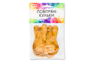 Кулька латексна металік золото 25см 5шт 1111-5842 Паті Хата