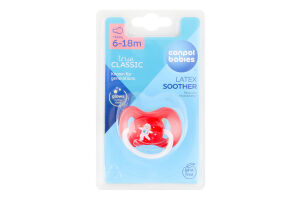 Пустушка Space червона латексна кругла 6-18місяців Canpol babies