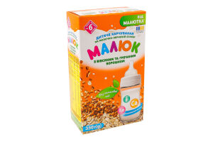 Харчування дитяче для дітей від 6міс на молочно-зерновій основі з вівсяним та гречаним борошном Малюк к/у 350г