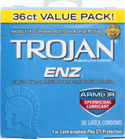 Trojan ENZ Armor Spermicidal Lubricant Premium Latex Condoms - 36 CT