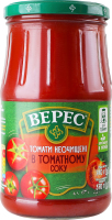 Томати неочищені в томатному соку стерилізовані Верес с/б 740г