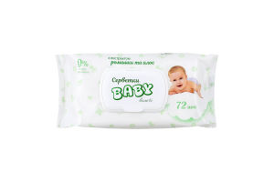 Серветки вологі дитячі з екстрактом ромашки та алое Baby 72шт
