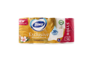 Бумага туалетная 4-х слойная Ultra soft almond Exclusive Zewa 16шт