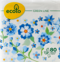 Салфетки бумажные однослойные 325х325мм Green line Ecolo 80шт