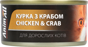 Корм д/котів з куркою та крабом 85г ж/б ЕнімАлл