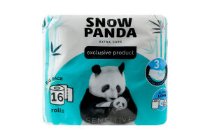 Папір туалетний 3-х шаровий 160 листів Sensitive Extra Care Snow Panda 16шт