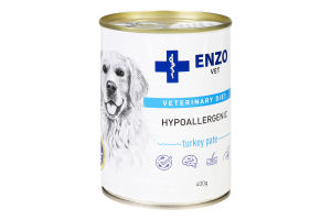 Корм д/собак Паштет з індичкою гіпоалергенний 400г ж/б Ензо Вет