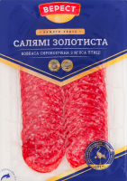 Колбаса нарезка из мяса птицы Салями Золотистая Верест с/к в/с в/у 0.075кг