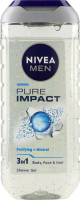 Гель для душа для тела, лица и волос 3в1 Pure impact Nivea Men 250мл