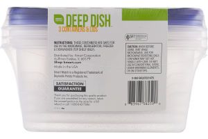 Smart Sense Deep Dish Containers & Lids - 3 CT