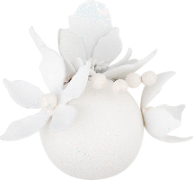 Куля новорічна Квітка біла пластик 8см КМ